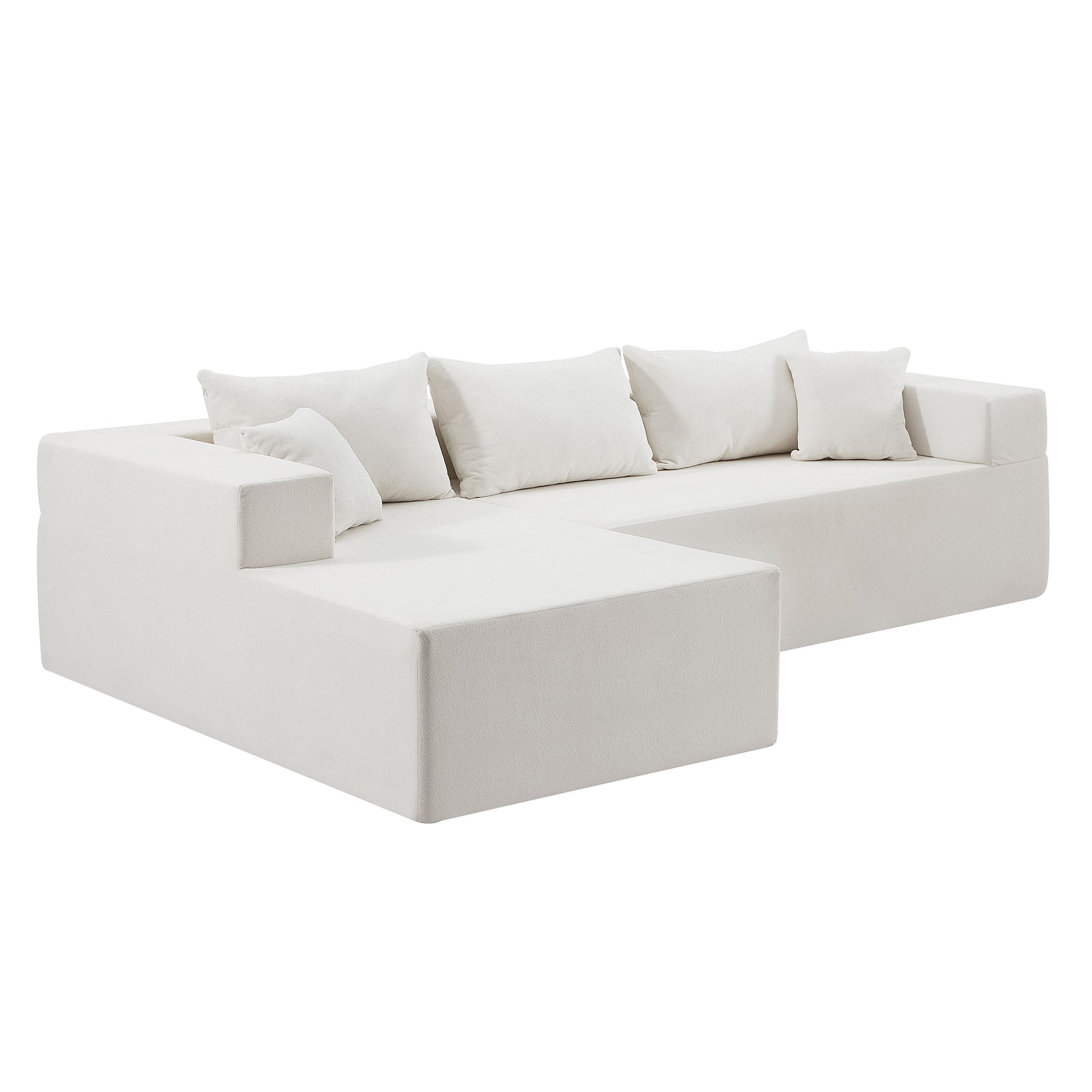 L Shape Modular Sectional Living Room Sofa Set Upholstered Sleeper Sofa For Living Room,16.53 Inch Cushion Heightening, 2 Pc Free Combination.Beige Beige Fabric 3 Seat