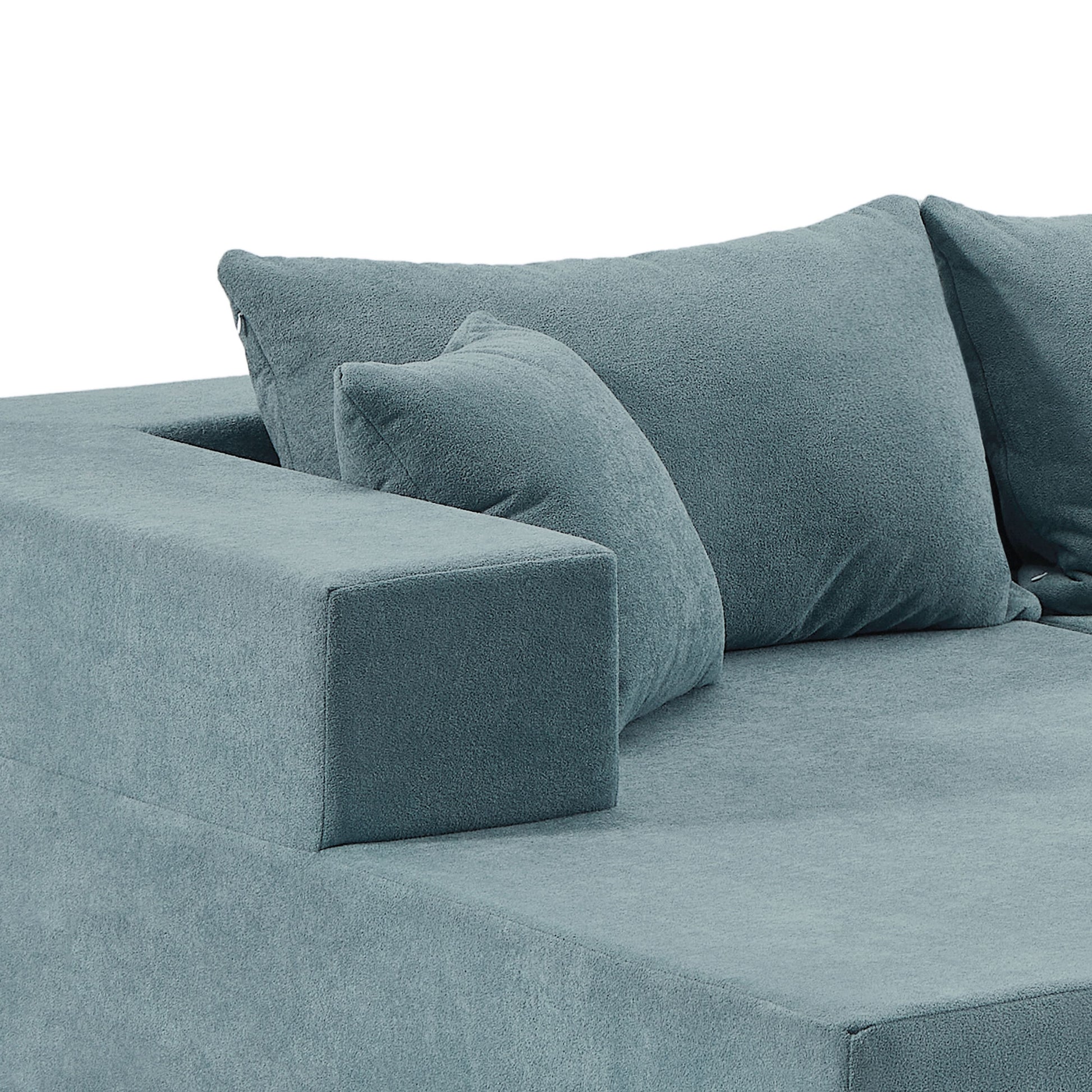 L Shape Modular Sectional Living Room Sofa Set Upholstered Sleeper Sofa For Living Room,16.53 Inch Cushion Heightening, 2 Pc Free Combination Sofa For Apartment Blue Lime Green Fabric 3 Seat