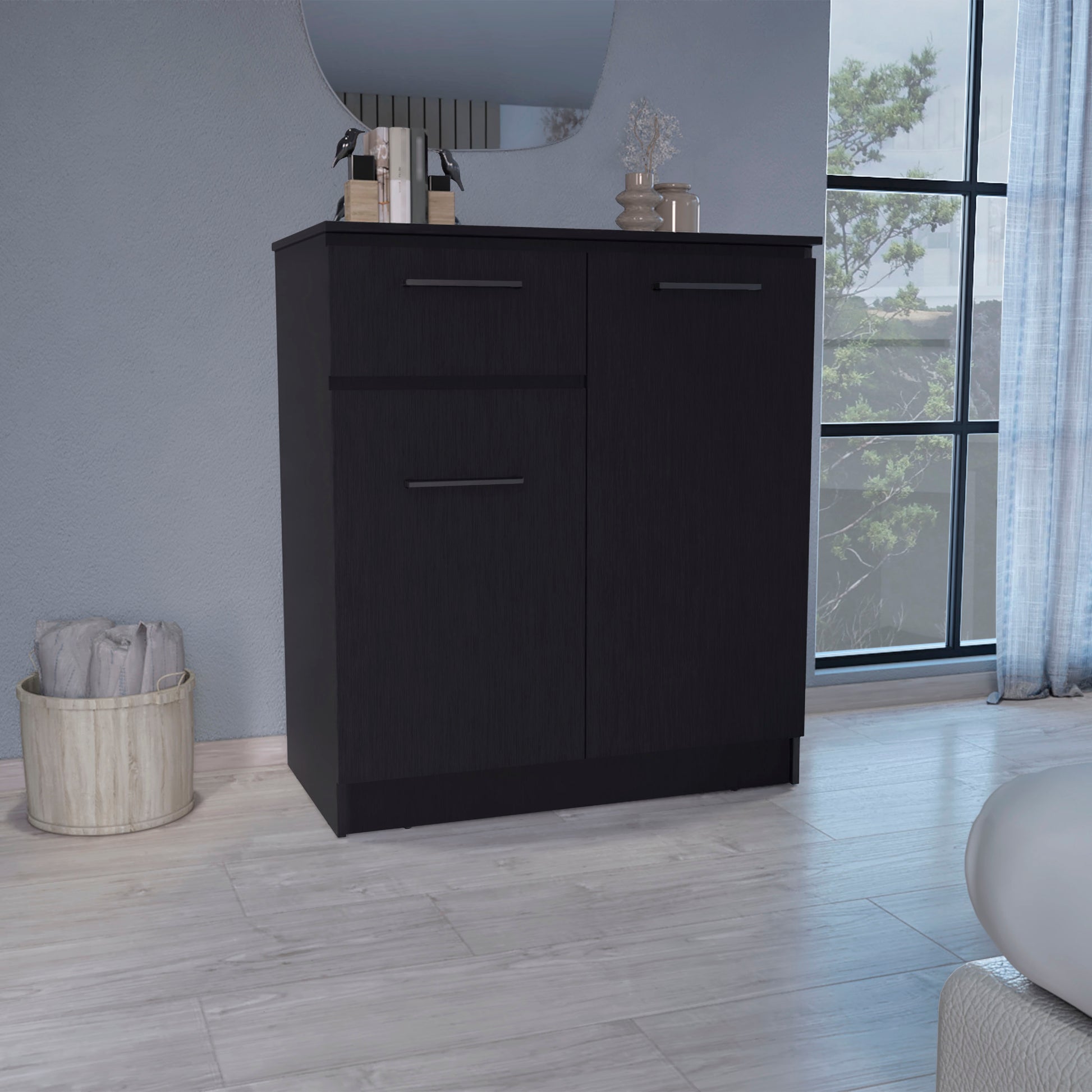 Idaho Dresser With 2 Door Cabinets And Drawer Black Black Particle Board Particle Board Idaho Dresser With 2 Door Cabinets And Drawer Black Black Particle Board Particle Board