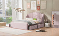 Full Size Upholstered Platform Bed With 4 Drawers And 2 Usb, Pink Box Spring Not Required Full Pink Wood Bedroom Bed Frame Polyester Upholstered