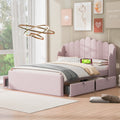 Full Size Upholstered Platform Bed With 4 Drawers And 2 Usb, Pink Box Spring Not Required Full Pink Wood Bedroom Bed Frame Polyester Upholstered