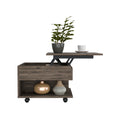 Lift Top Coffee Table, Casters, One Shelf, Dark Brown Brown Particle Board Particle Board
