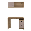 Khali 2 Pc Office Set, Two Shelves, Two Drawers, Wall Cabinet, Single Door Cabinet, Light Oak Taupe Multicolor Office Modern Particle Board Particle Board