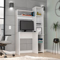 Aramis Desk, Five Shelves, Two Superior Shelves, White White Particle Board Particle Board