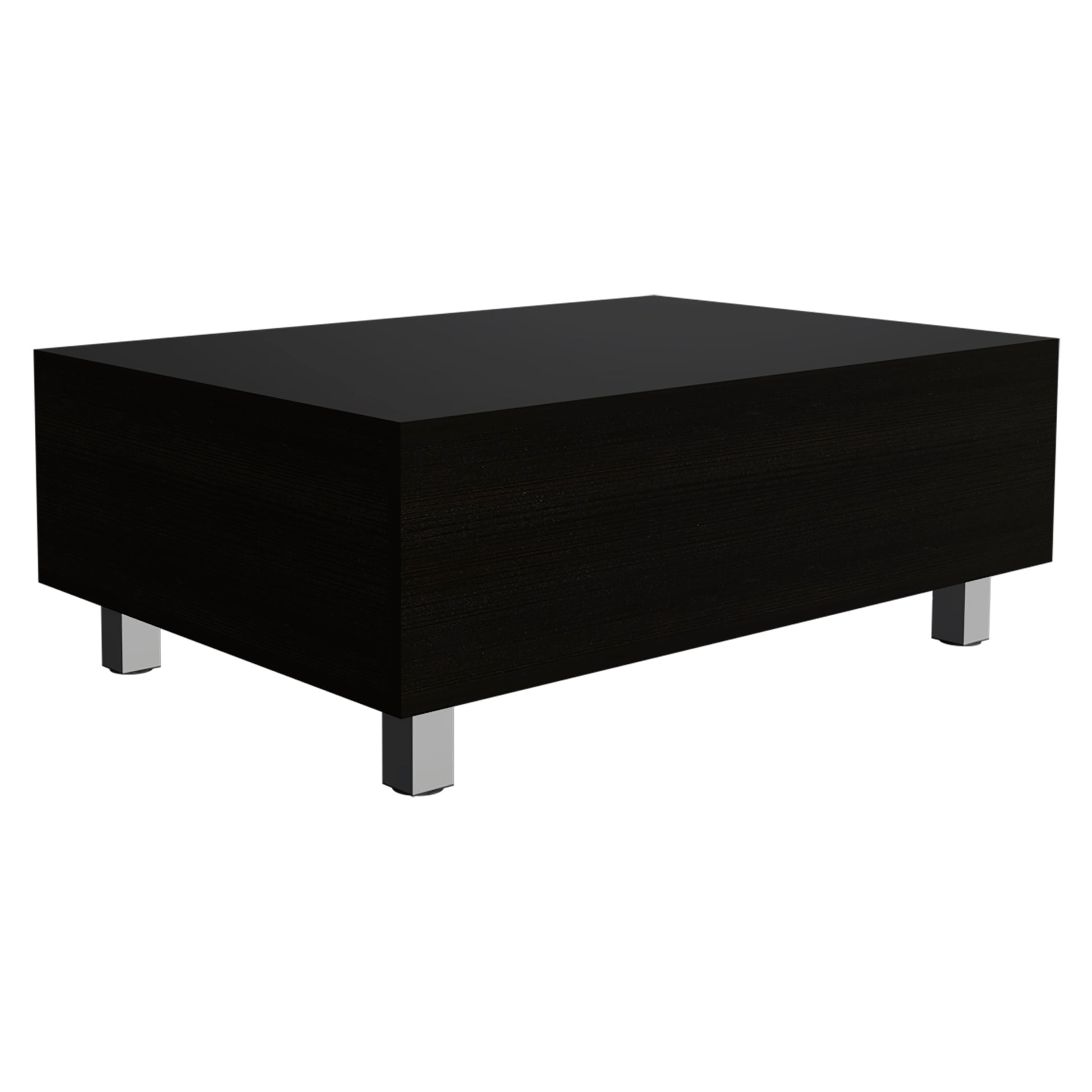 Aran Lift Top Coffee Table, Storage Compartment, Black Black Particle Board Particle Board