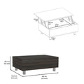 Aran Lift Top Coffee Table, Storage Compartment, Black Black Particle Board Particle Board