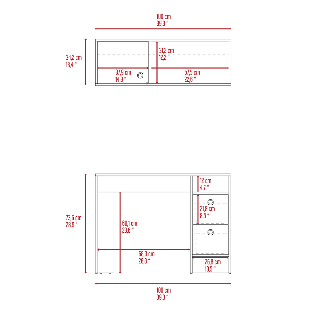 Khali Office Set, Two Shelves, Two Drawers, Wall Cabinet, Single Door Cabinet, Light Oak Taupe Wall Mounted 1 2 Drawers Natural Multicolor Office Shelves Included Modern Particle Board Particle Board