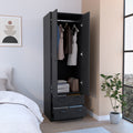 St Monans Armoire With Double Door And 2 Drawers Black Black Bedroom Modern Particle Board Particle Board