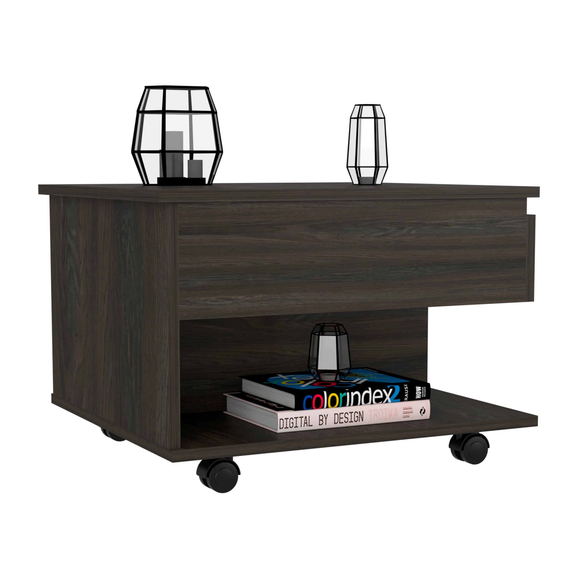 Portland Lift Top Coffee Table Brown Primary Living Space Modern Freestanding Rectangular Hutch Coffee & End Tables Rectangular Mdf Engineered Wood