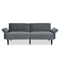 Velvet Futon Couch Convertible Folding Sofa Bed Tufted Couch With Adjustable Armrests For Apartment Grey Velvet Metal Primary Living Space Split Back Eucalyptus Square Arms Foam 3 Seat