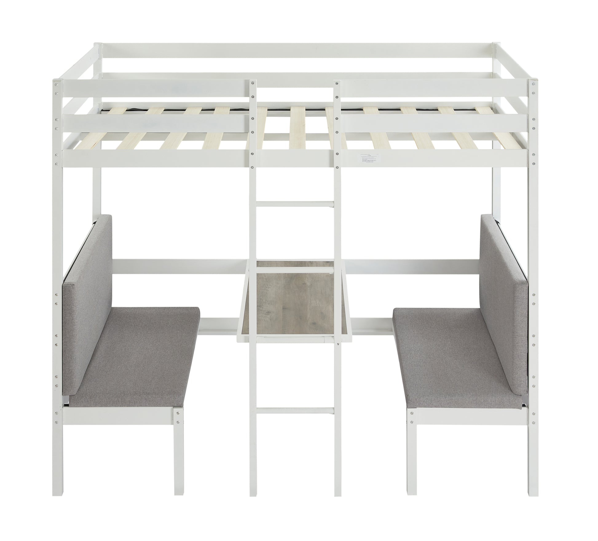 Twin Over Twin Bunk Beds Can Be Turn Into Upper Bed And Down Desk, Cushion Sets Are Free. White,79''L X 40.9''W X 79''H. Twin White Iron