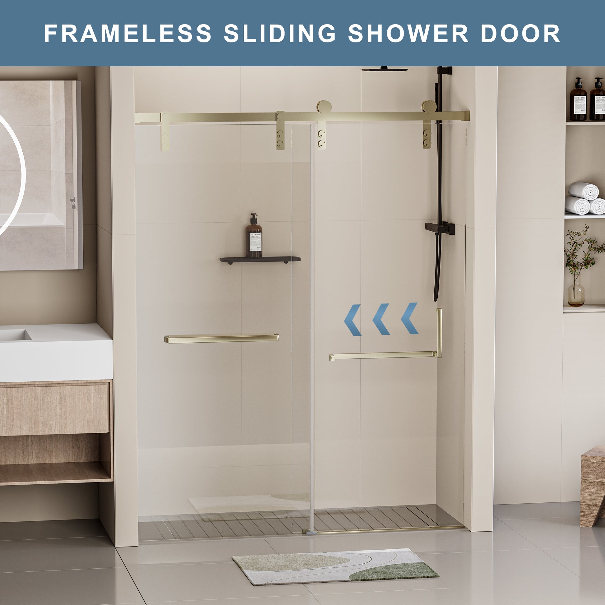 60 X 76 Frameless Soft Closing Shower Door,
