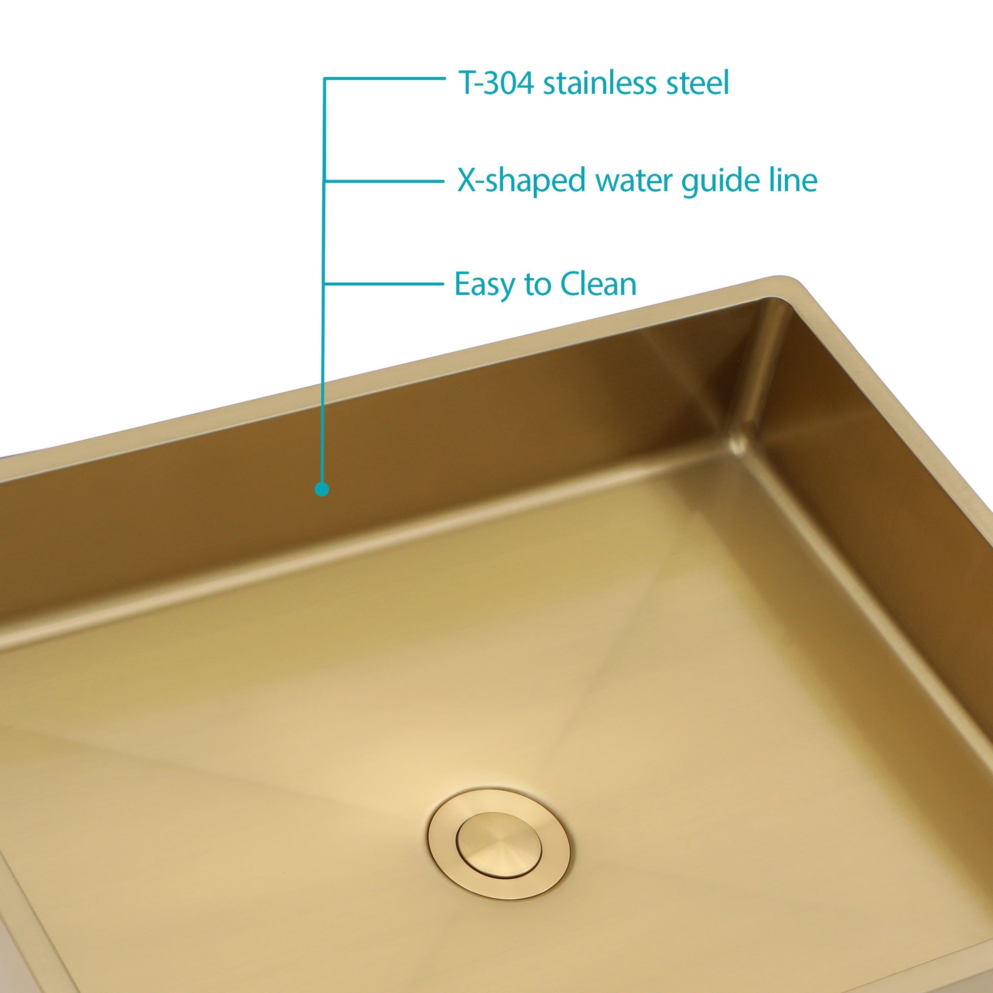 19"X15" Gold Stainless Steel Bathroom Sink With Pop Up Drain Gold Stainless Steel