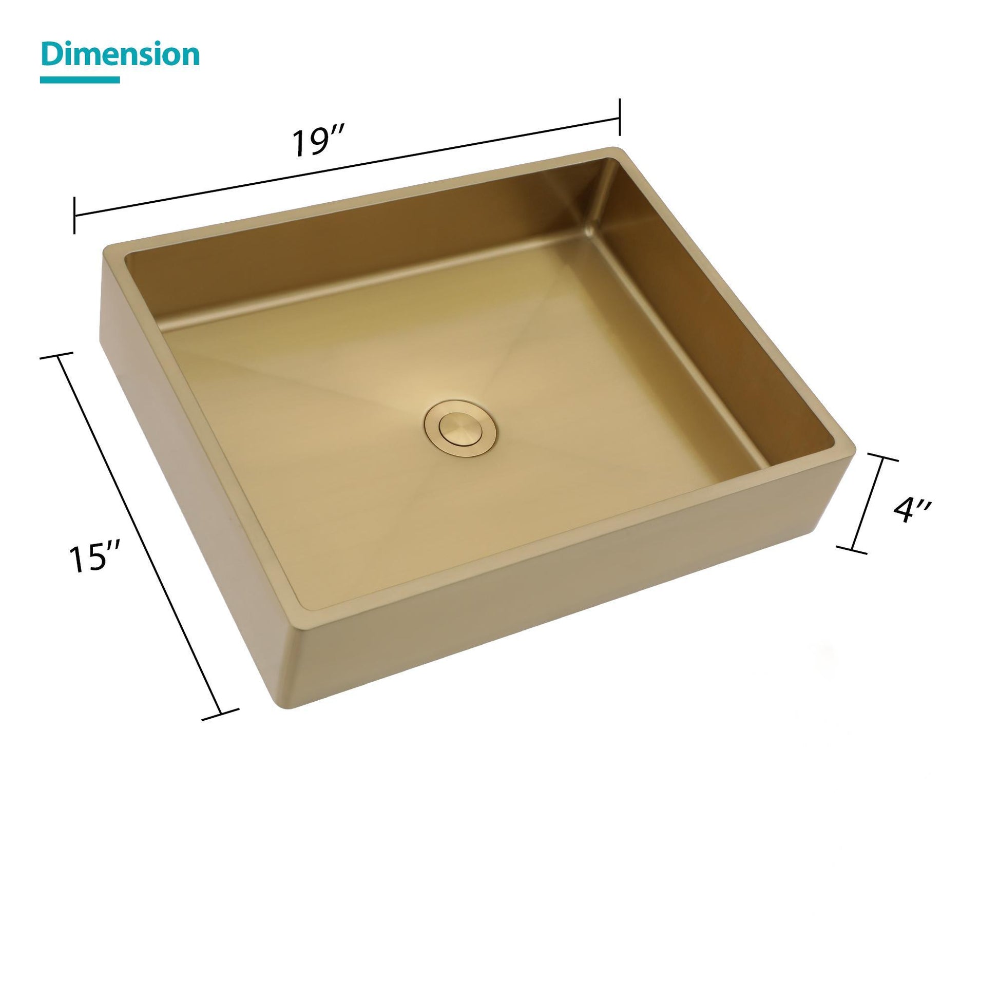 19"X15" Gold Stainless Steel Bathroom Sink With Pop Up Drain Gold Stainless Steel