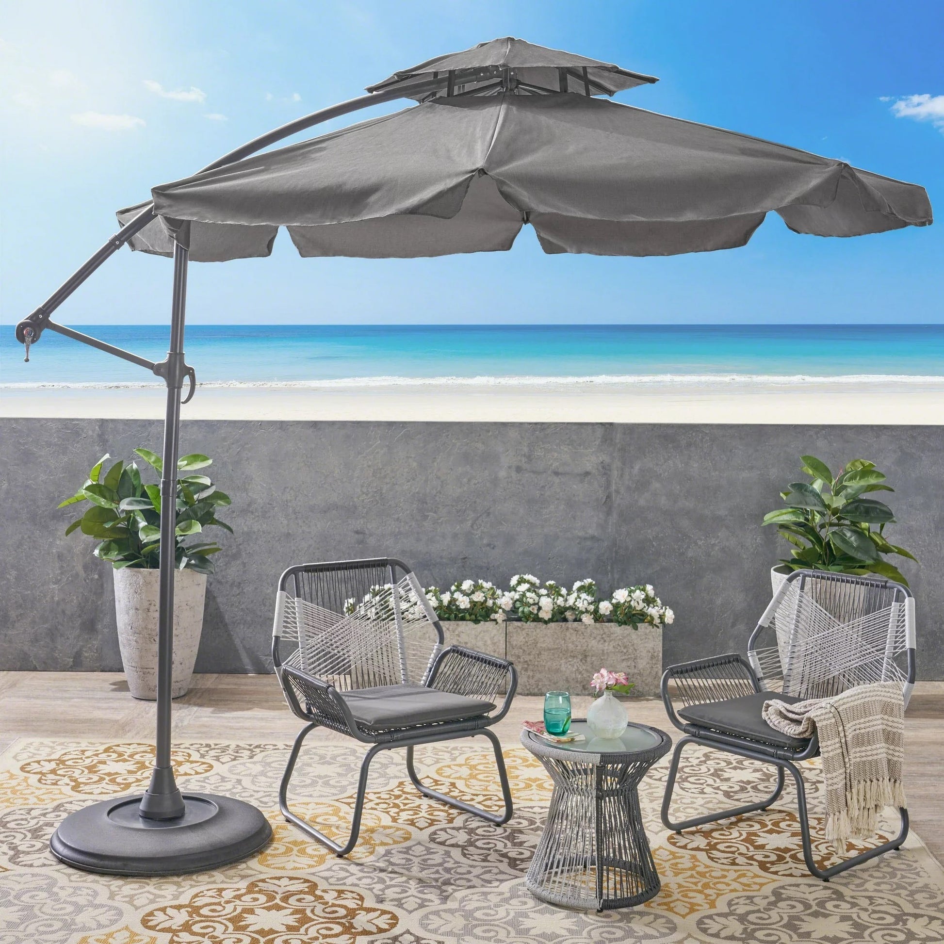 Baja Banana Canopy Sunshade Black Grey Garden & Outdoor Umbrellas Fabric Metal