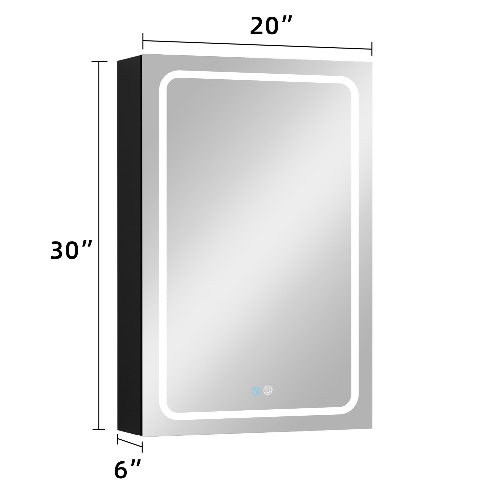 30X20 Inch Led Bathroom Medicine Cabinet Surface Mounted Cabinets With Lighted Mirror Light Open Black Modern Aluminium