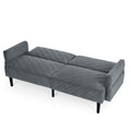 Velvet Futon Couch Convertible Folding Sofa Bed Tufted Couch With Adjustable Armrests For Apartment Grey Velvet Metal Primary Living Space Split Back Eucalyptus Square Arms Foam 3 Seat