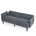Velvet Futon Couch Convertible Folding Sofa Bed Tufted Couch With Adjustable Armrests For Apartment Grey Velvet Metal Primary Living Space Split Back Eucalyptus Square Arms Foam 3 Seat