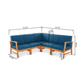 Perla 5 Pcs Sofa Set, Blue Blue Acacia Wood