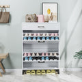 Shoe Storage Cabinet For Entryway, Free Standing Shoe Organizer With 2 Flip Drawers, Hidden Shoe Rack Storage Organizer For Doorway Hallway Closet, White White Mdf