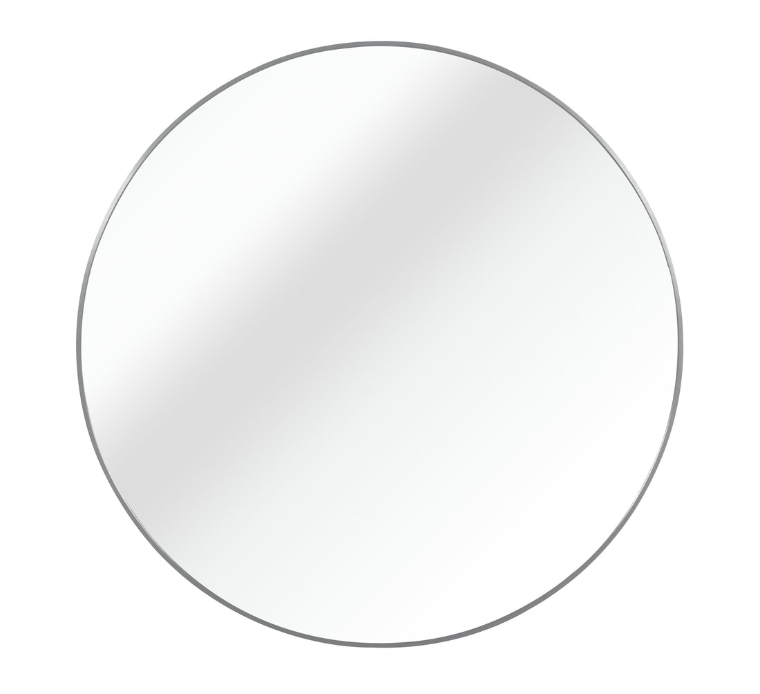 Silver 32 Inch Metal Round Bathroom Mirror Silver Classic Mdf Glass Aluminium Alloy