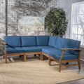 Perla 5 Pcs Sofa Set, Blue Blue Acacia Wood