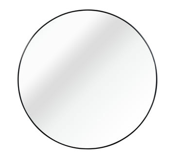 Black 42 Inch Metal Round Bathroom Mirror - Black