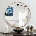 Gold 24 Inch Metal Round Bathroom Mirror - Gold