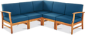 Perla 5 Pcs Sofa Set, Blue Blue Acacia Wood