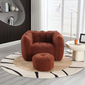 Soft Bean Bag Chair With High Resilient Foam Chips For Living Room And Bedroom,Comfortable Square Lazy Sofa With Footstool, Cover For Adults To Gaming, Reading, And Watching Tv Red Brown Chenille
