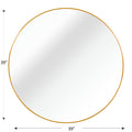 Gold 39 Inch Metal Round Bathroom Mirror Gold Classic Mdf Glass Aluminium Alloy