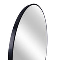 Black 39 Inch Metal Round Bathroom Mirror Black Classic Mdf Glass Aluminium Alloy