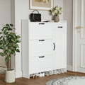 White Color Shoe Cabinet With 4 Doors 1