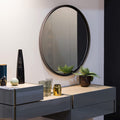 Black 24 Inch Metal Round Bathroom Mirror Black Classic Mdf Glass Aluminium Alloy