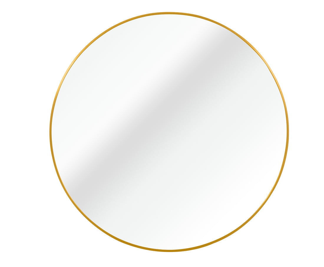 Gold 24 Inch Metal Round Bathroom Mirror Gold Classic Mdf Glass Aluminium Alloy