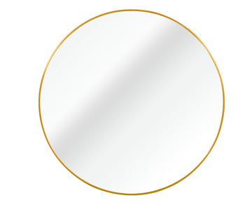 Gold 24 Inch Metal Round Bathroom Mirror - Gold