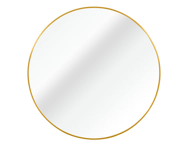 Gold 36 Inch Metal Round Bathroom Mirror Gold Classic Mdf Glass Aluminium Alloy