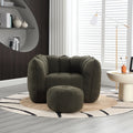 Soft Bean Bag Chair With High Resilient Foam Chips For Living Room And Bedroom,Comfortable Square Lazy Sofa With Footstool, Cover For Adults To Gaming, Reading, And Watching Tv Olive Green Chenille