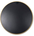 Gold 32 Inch Metal Round Bathroom Mirror Gold Classic Mdf Glass Aluminium Alloy