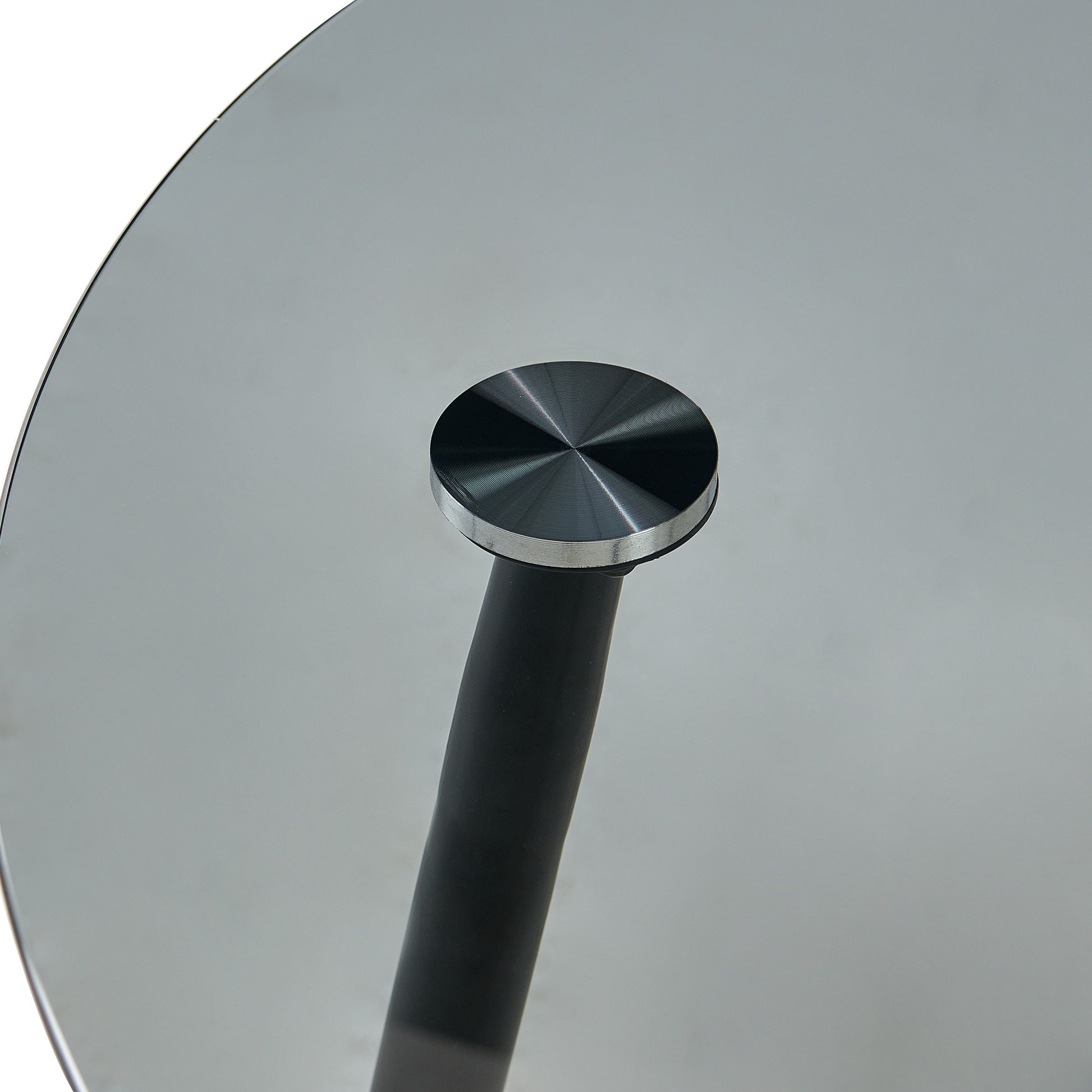 Glass Round Grey Tables Glass Table Top And Metal Legs For Small Space,Dining Room, Home, Office, Kitchen Grey Seats 4 Primary Living Space Modern Round Glass