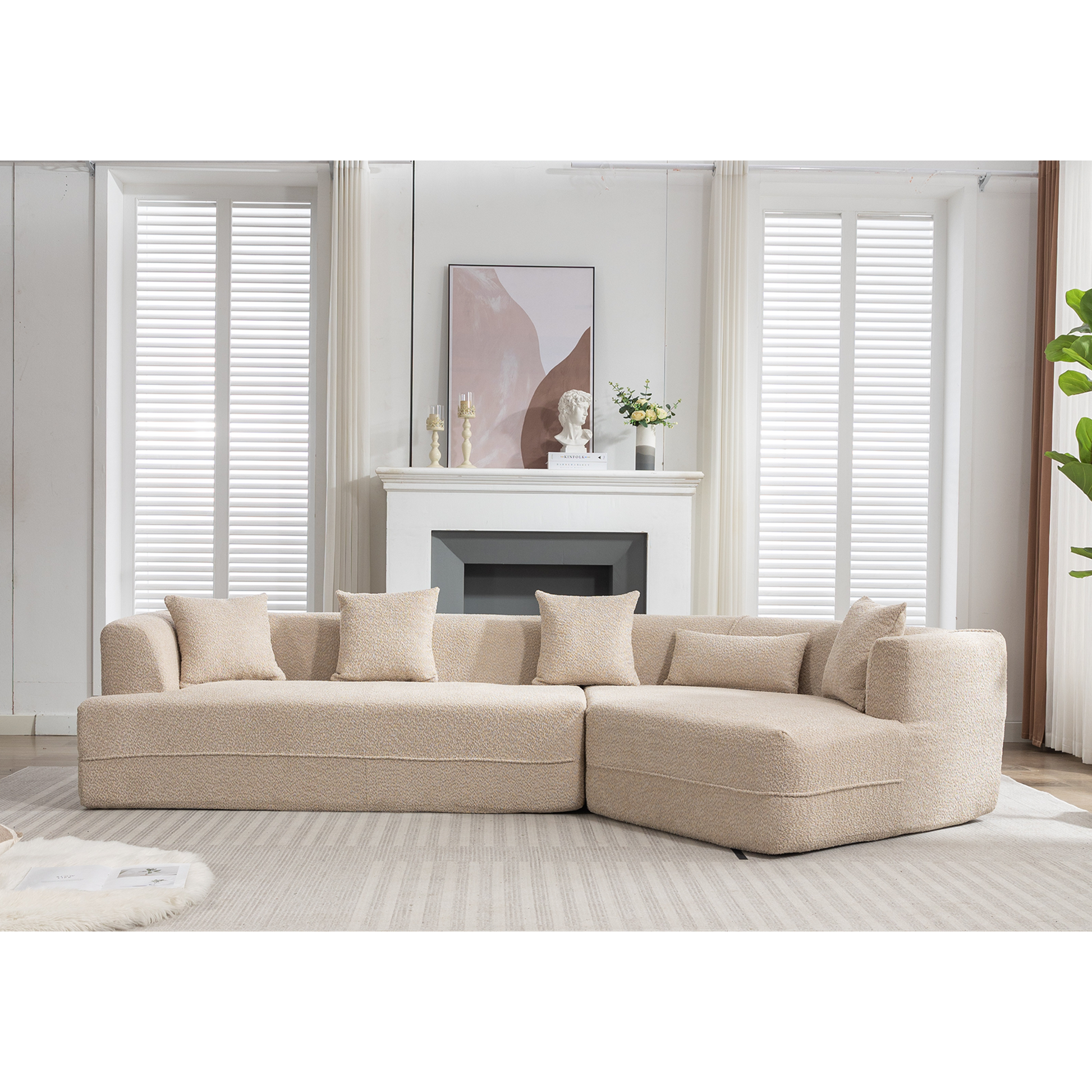 And Upgraded Extended Edition Modular Sofamodern Minimalist Style Sofa, Upholsteredfree Combination, Round Fiber Fabric, Anti Wrinkle Fabric,Dimension Extension,Brown Light Brown Polyester Primary Living Space Medium Soft Tight Back Modern Flared Arms