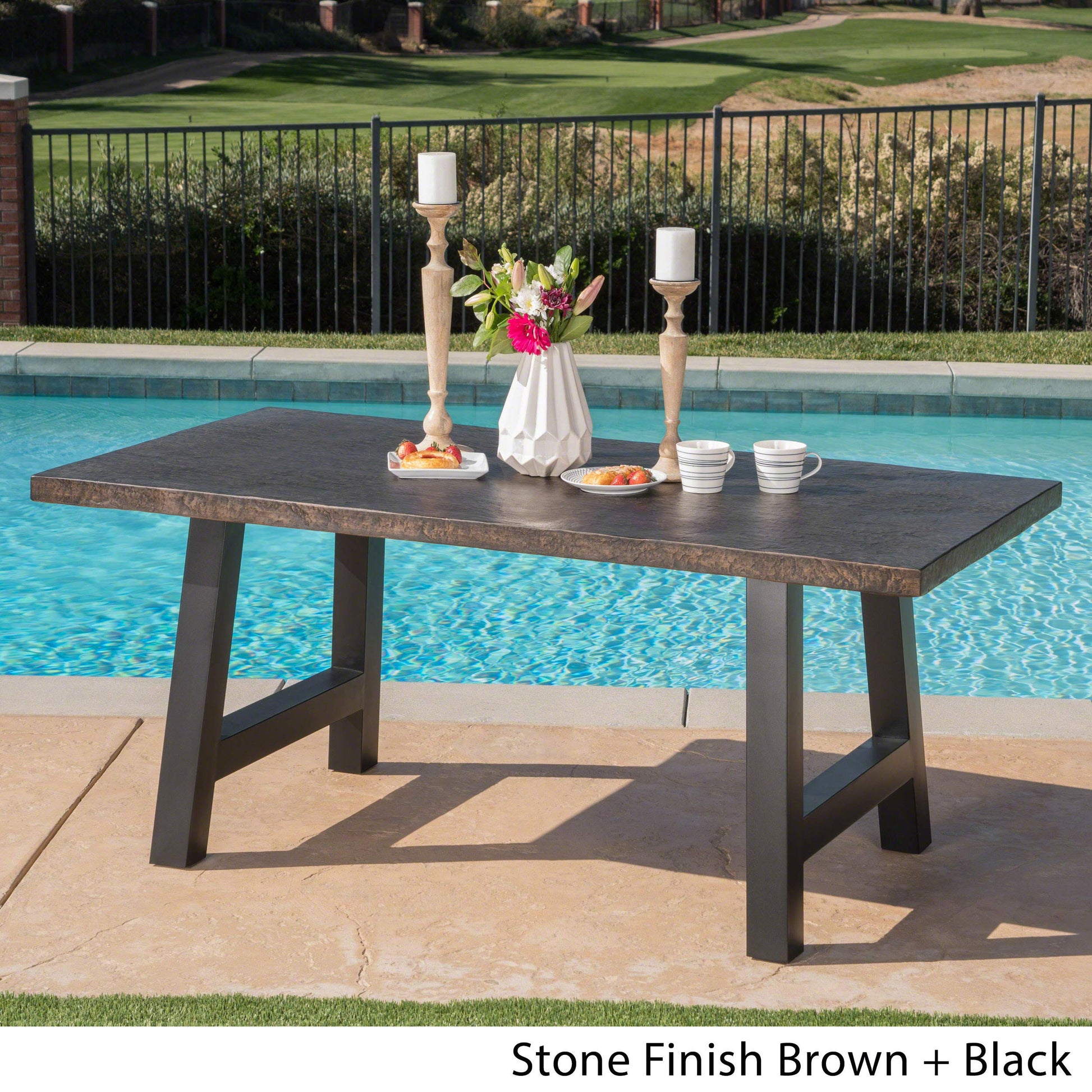 Valencia Outdoor Concrete Dinning Table Leg Black Iron