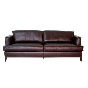 Aspen Brown Top Grain Leather Sofa Brown Wood Leather 3 Seat