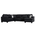 Brigham U Shaped Sectional Black Black Polyester 5 Seat