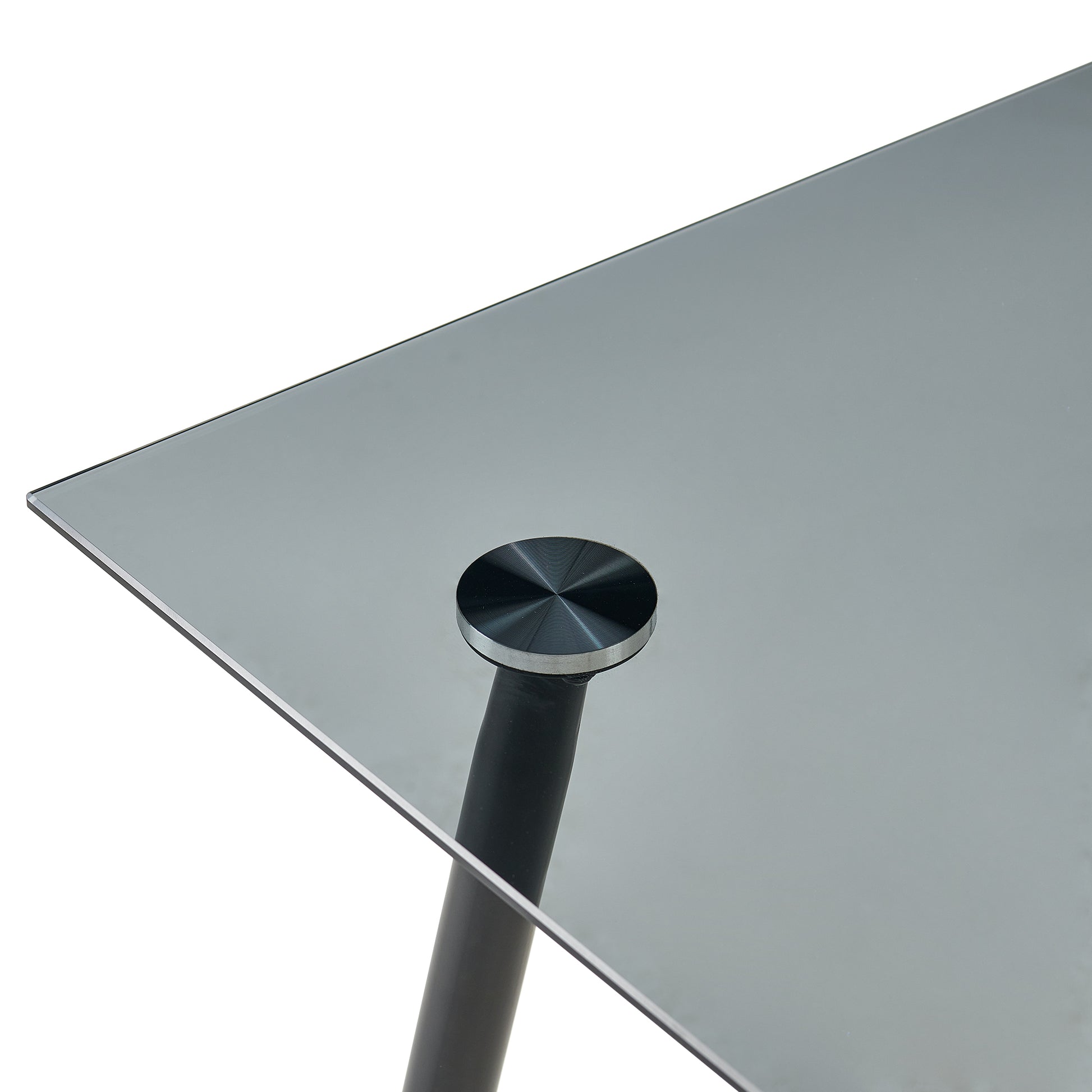 Glass Rectangle Grey Tables Glass Table Top And Metal Legs For Small Space,Dining Room, Home, Office, Kitchen Grey Seats 4 Primary Living Space Modern Rectangular Glass