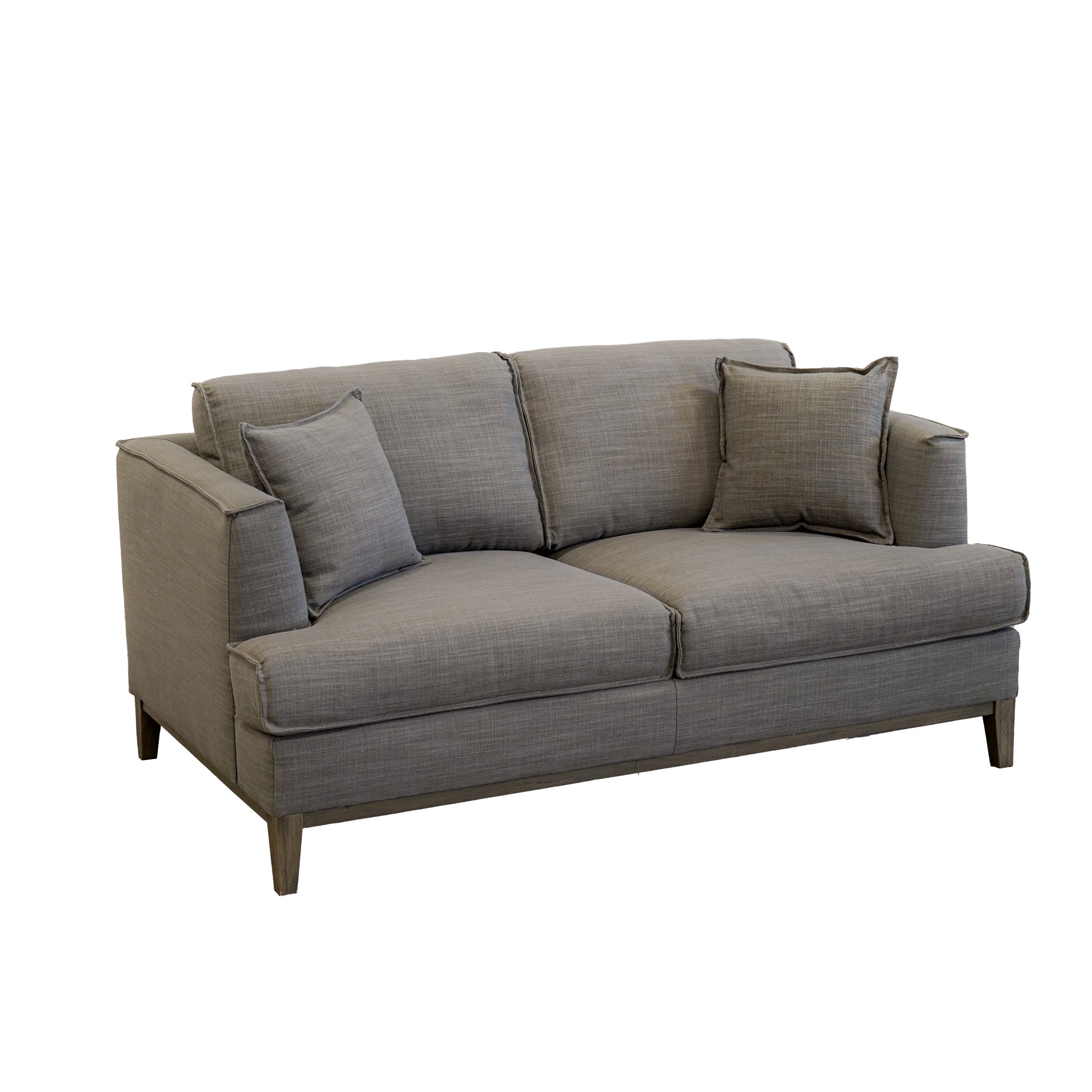 Aspen Grey Linen Loveseat Grey Wood Linen