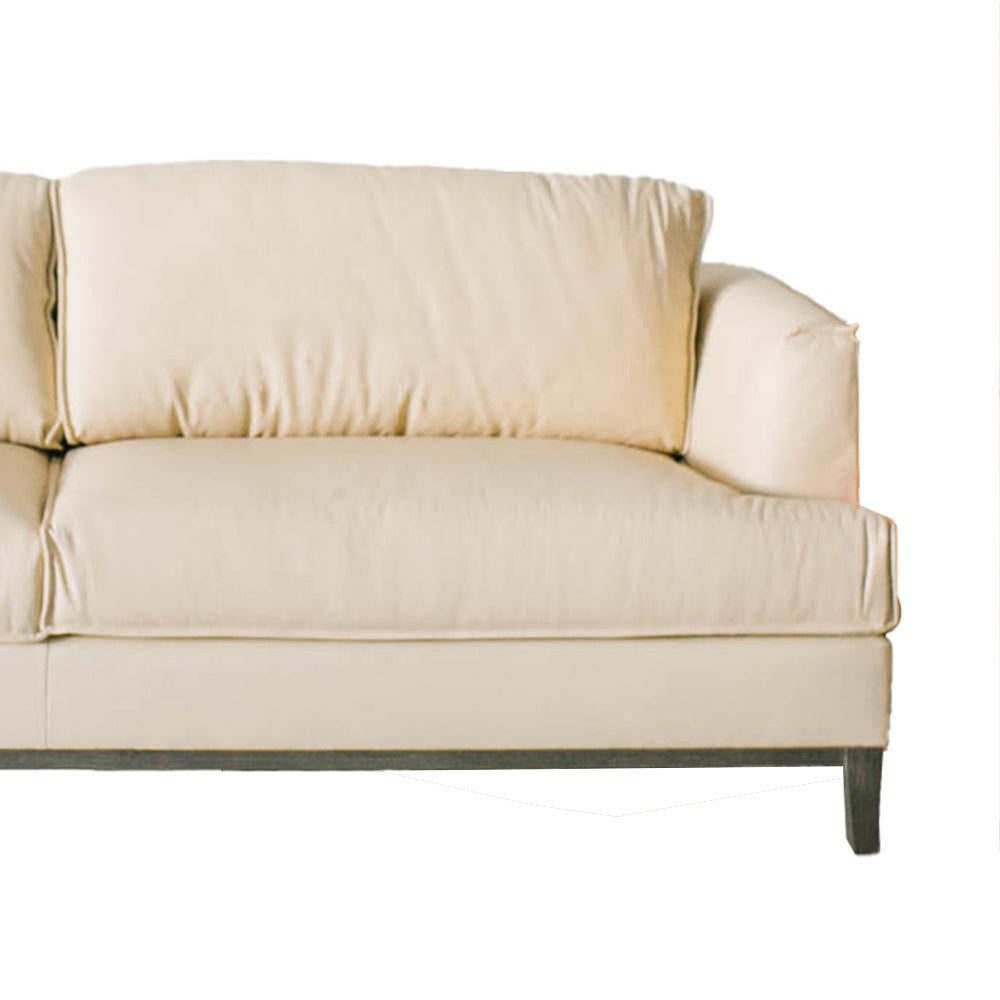 Aspen Cream Top Grain Leather Sofa Cream Wood Leather 3 Seat