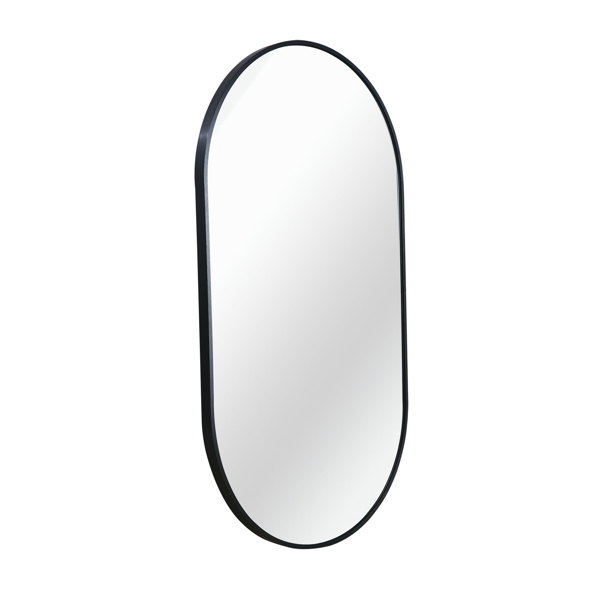 Black 20 X 33 Inch Metal Oval Mirror - Black