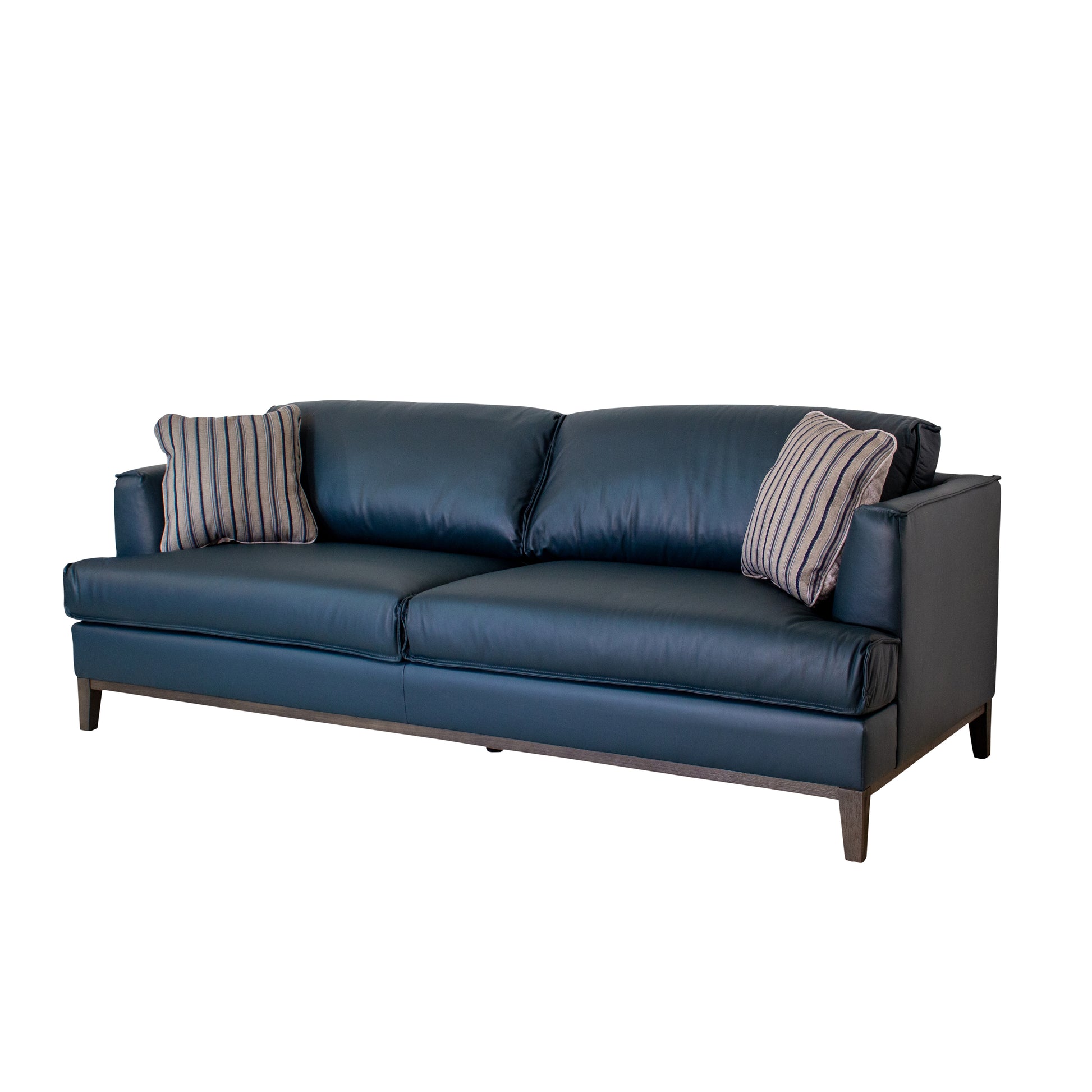 Aspen Navy Top Grain Leather Sofa Navy Wood Leather 3 Seat