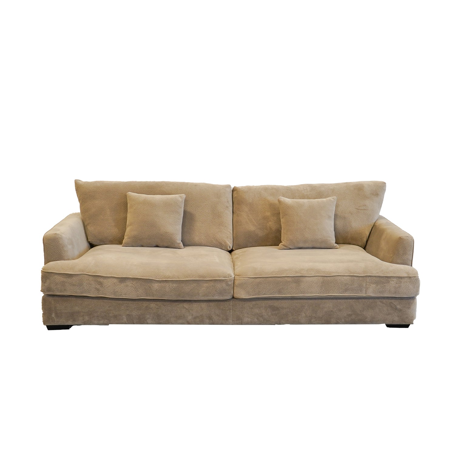 Ashton Beige Down Sofa Beige Wood Chenille 3 Seat